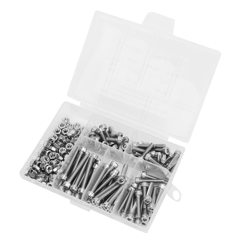 200Pcs Hex Socket Head Cap Screws Nuts Assortment Kit M4