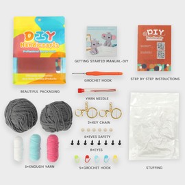 YOYOExment Crochet Kit for Beginners, Positive Crochet Animals 2 Pack Elephant Family,Knitting Kit with Step-by-Step Video Tutorials,Crochet Kits Surprise for Adults Kids