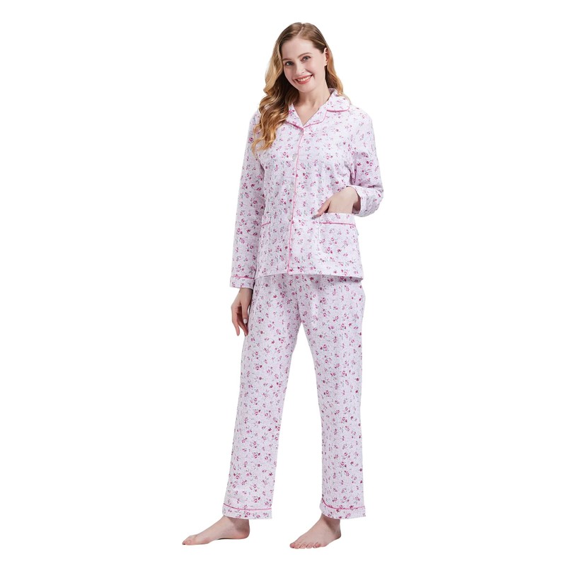 GLOBAL Women's Flannel Pajamas Set 100% Cotton PJs for Women
