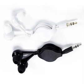 ThtRht 2 Pack Retractable Earbuds Wired Earphone Portable 3.5mm Plug Stereo in-Ear Headphone Wiring Ear Buds for Computer PC Tablet Phone Airplane Airline Flight Fly Trip Plane Laptop MP3 Player