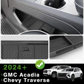 Muslogy Center Console Organizers Compatible with 2024 2025 GMC Acadia & Chevy Traverse Accessories Interior Storage Insert Tray Secret Compartment(Lower Center Console Organizer+Hidden Box)