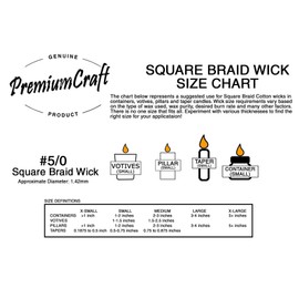 PremiumCraft Square Braid Cotton Candle Wick - #5/0