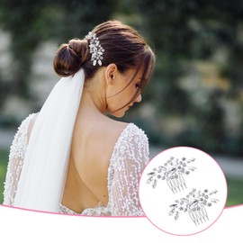 Nogeqi 2PCS Bridal Hair Comb with Crystals Rhinestone Bridal Hair Accessories for Women Sparkle Wedding Hair Pieces for Brides Bridesmaids Women Girls (Silver, 3.54x1.54inch)
