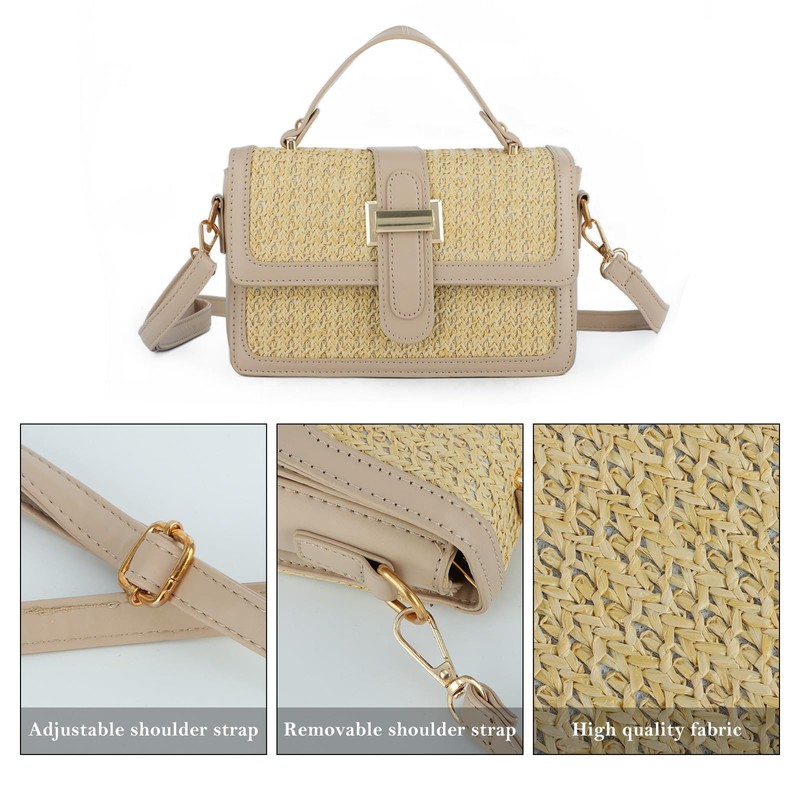 LUI SUI Women Straw Shoulder Purse Summer Beach Straw Crossbody