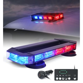 LUMENIX Rooftop Strobe Beacon Lights Bar Red Blue LED Emergency Police Traffic Lightbar with Heavy-Duty Magnetic Base Safety Warning Flashing Cop Light for Trucks First Responder Vehicles Patrol