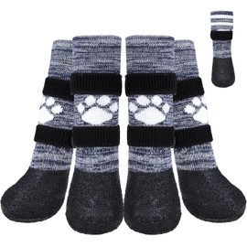 KOOLTAIL Anti Slip Dog Socks to Prevent Licking Paws for Hot/Clod Pavement,Waterproof Long Snow Dog Boots&Paw Protectors with Straps Traction Control for Hardwood Floor for Small Medium Large Dogs
