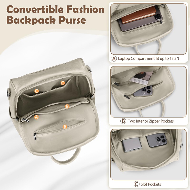 Backpack Purse for Women Leather Anti-Theft Travel Backpack Purse