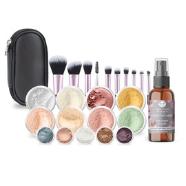 ULTIMATE KIT (PINK BISQUE) Full Size Mineral Makeup Set Matte Foundation Kit Bare Face Sheer Powder Cover