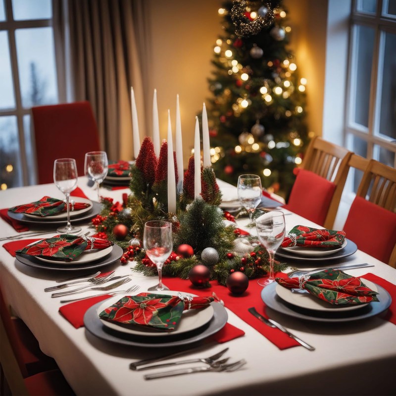 12 Pcs Christmas Poinsettia Cloth Napkins 20x20 Washable Dinner Red