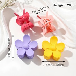 Flower Hair Clips, 8PCS Large Claw Clips for Women Thick Thin Hair, Big Cute Matte Hawaiian Flower Hair Claw Clips for Women Girls Styling Gifts 8 Colors