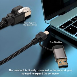 Leehitech 1.2 Metre USB-C/USB-A to RJ45 2.5Gbps Data Transfer Network Adapter Supports 8K Video, Cloud Computing & Gaming