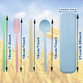 ELANE 4 Sets Reusable Travel Utensils Set with Case,Camping Cutlery Set Reusable Cutlery Set with Case,Utensil Sets for Lunch Picnic Daily Use Outdoor