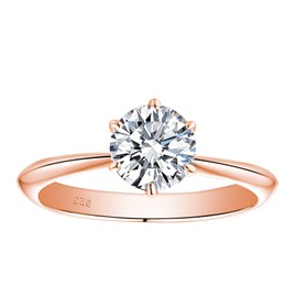 Blongme 1 Carat Moissanite Rings for Women Engagement Wedding band 925 Sterling Silver Round Solitaire Rose Gold Size 4.5