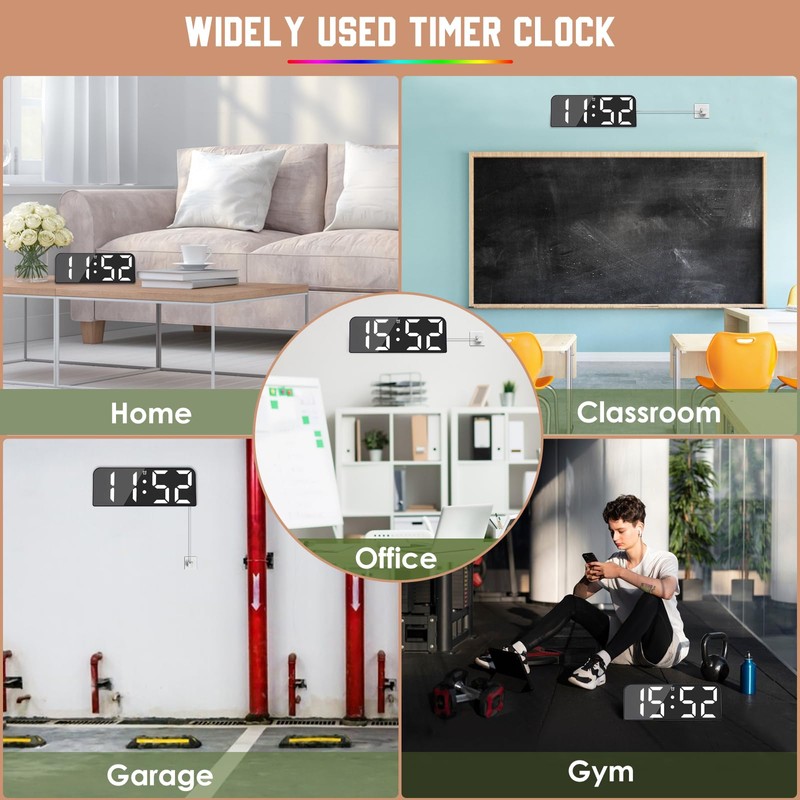 Koolertron Digital Wall Clock, Large Display, LED Clock with Remote
