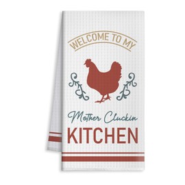 Chicken Kitchen Towels, Dish Towel with Sayings, Funny Chicken Waffle Weave Towels, Chicken Absorbent Dish Cloths Tea Towels for Kitchen Bathroom Decor, Towel for Cooking Baking Home Decorations