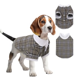 UNIPUP Plaid Shirt for Small to Medium Dogs, Summer and Fall Clothes With Velcro Closure, Double-Layer Design, Stylish and Comfortable Clothing