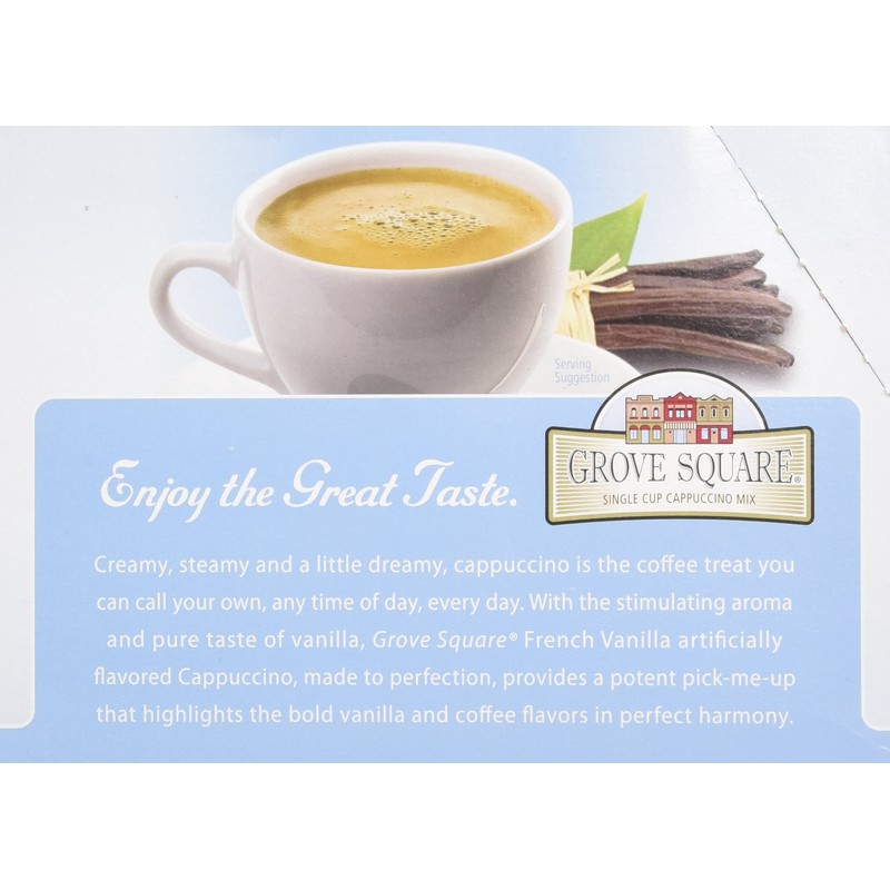 Grove Square Cappuccino Cups, French Vanilla, Single Serve Cup for