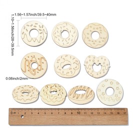 UR URLIFEHALL 100 Pcs Unfinished Wood Cutouts Donut Wooden Shapes Dessert Wood Crafts for DIY Painting Projects Home Party Decoration
