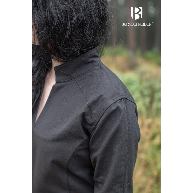 Burgschneider - Tunic Theresa - Black (XL, Unisex, Cotton) Medieval