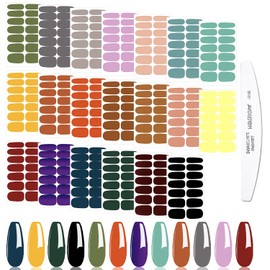 JERCLITY 20 Sheets Classic Solid Color Nail Polish Strips with Nail File Self-Adhesive Nail Stickers Full Nail Wraps for Women Gel Nail Strips Stick On Nails for Women