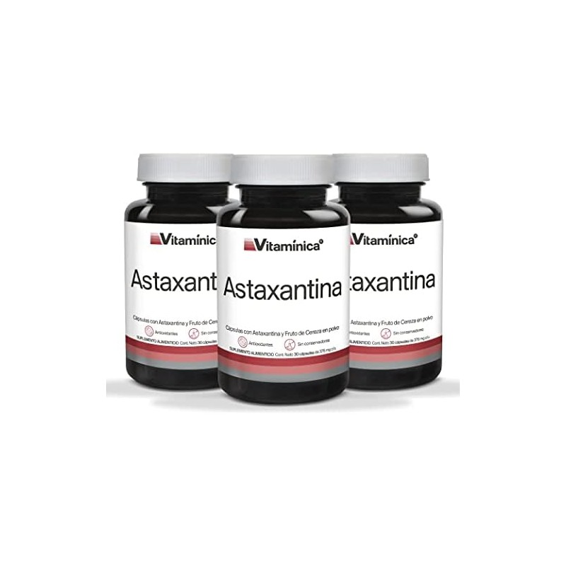 Vitaminica Astaxantina 20mg 90 Cápsulas Pack 3 Antioxidante