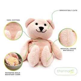 Thermal-Aid® (Bella The Pink Bear) – Washable Heating Pad & Ice Pack – Plush Hot/Cold Pack with Natural Corn Filling – Reusable Comfort