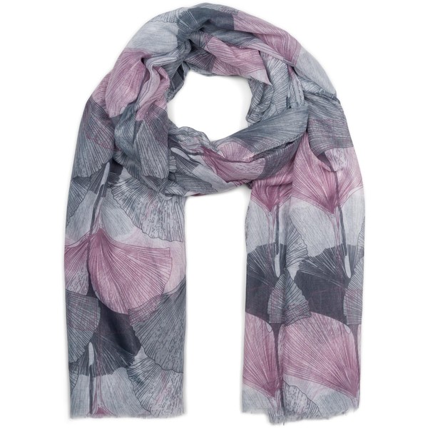 styleBREAKER 01016208 Women's Scarf with Coloured Ginkgo Leaves Pattern Print