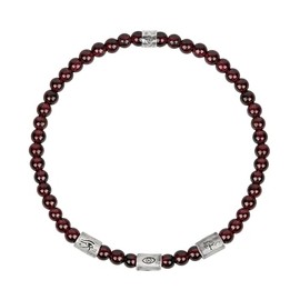 KARMA AND LUCK Fiery Spirit Multi-Symbol Garnet Bracelet for Men and Women, Sterling Silver, Size 8" Stretch