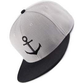 Bexxwell Snapback Cap Grey/Black with Anchor (Optimal Fit, Cap, Black, Grey, Grey, Anchor, Unisex), Grey/black