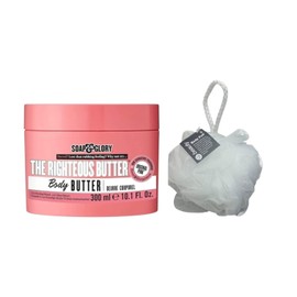 Soap Glory Body Butter Leaves Skin Feeling Velvety Soft And Smooth (300ML) With Free Beauty Body Puff (Any Colour)