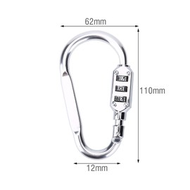 Yuecoom Carabiner Combination Lock, 3 Dial Digit Combination Password Code Lock Padlock Luggage Carabiner, Travel Bag Luggage Security Combination Lock Locking Carabiner Padlock(Silver)