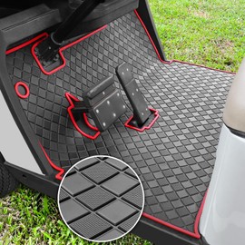 RIZINKART Golf Cart Floor Mat,Upgraded Non-Slip Full Coverage Liner Fits EZGO TXT (1994-2023), Express S4 (2012-2020), Valor, Workhorse Models - 1/3'' Thick Durable Rubber Mats Easy Clean Gray Trim