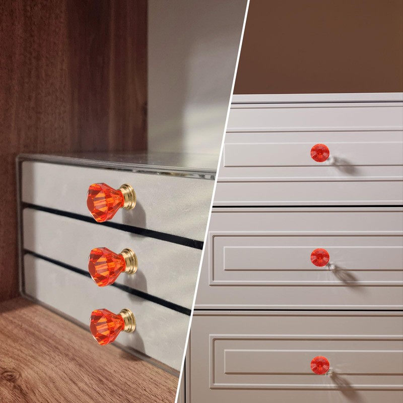 sourcing map 2 Pcs Crystal Knobs 24 mm Drawer Pulls