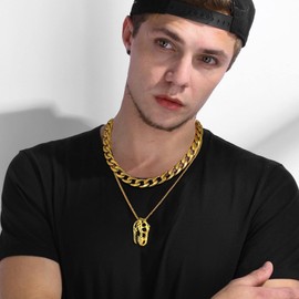 U7 Dinosaur Skull Head Pendant Necklaces For Men Women Jurassic Tyrannosaurus Gothic Necklace Gold