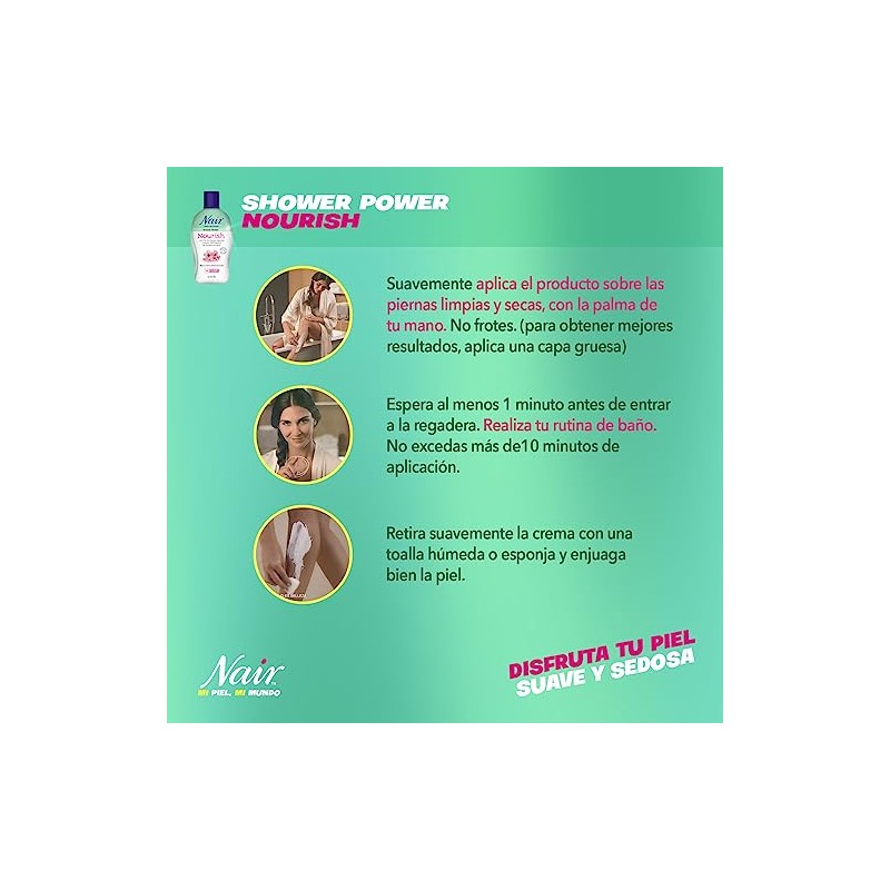 Nair Crema Depiladora Shower Power con Flor de Cerezo Japonés,