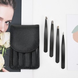 4-Piece Precision Tweezer Set for Eyebrows, Eyelashes, Ingrown Hairs, Fine & Gray Hairs (4-Piece Set) 10ea