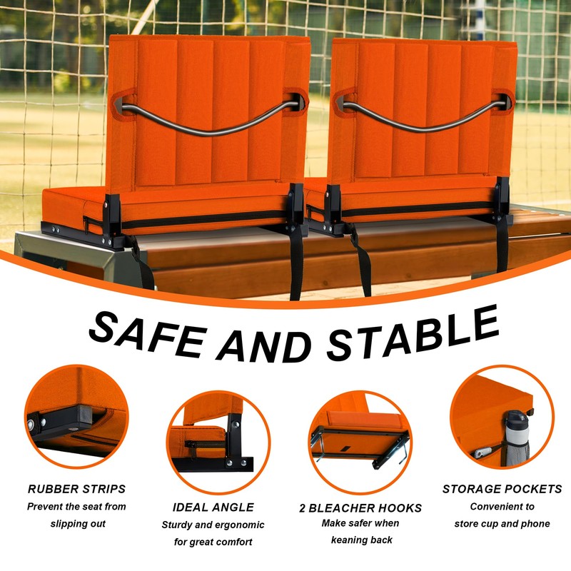 Aliphon Stadium Seat for Bleachers with Back Support and Cushion,