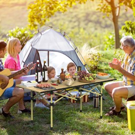 Folding Camping Table, Lightweight Outdoor Beach Table, Portable Roll Up Camping Table with Carry Bag for Outdoor Camp Picnic Beach RV Backyards Kitchen BBQ Party, 4-6 People