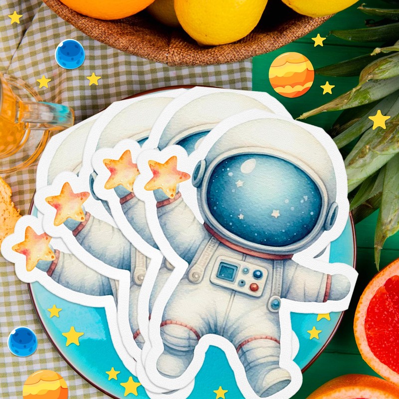 100Pcs Astronaut Shape Disposable Watercolor Style Paper Luncheon Dinner Napkins