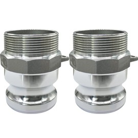 Beduan Aluminum Cam Lock Fittings (Part F) Cam and Groove Hose Fitting, 2" Plug x 2" NPT Male Threaded Adapter