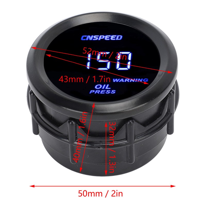 52mm Digital Oil Pressure Gauge Oil Press Meter with Blue