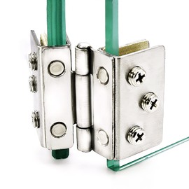 Hardbase Hardware Hinges Glass Door Clamp Hinges Clip Hinges for Glass Thickness 0.3 - 0.4 inches (7 - 10 mm), Pack of 2
