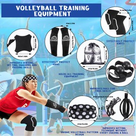 Hoemwarm 9 Pcs Volleyball Training Equipment Aid Kit, Girls Volleyball Trainer Knee Pads Elastic Belt Hand Straps Arm Sleeves Bags Volleyball Spike Trainer Gear Gifts for Beginners Coaching Supplies