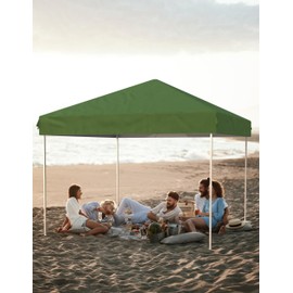 KYBOLT 10x10 Ft Pop Up Canopy Tent Easy One Person Set-up, Instant Portable Shelter with 1Pcs Sidewalls 4 Sandbags for Patio, Outdoor Activities (Green)