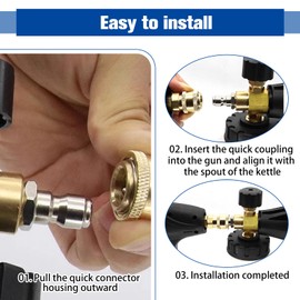 1/4'' Quick Connect Female Adapter for Karcher K2-K7 14mm Male Thread to T-Clip Stainless Steel Pressure Washer Coupler (Fits Snow Foam Lance/Sprayer)