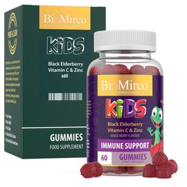 Bio Mirco Kids Triple Immunity Complex, Immune Boosting Gummies for Kids, Vitamin C, Zinc and Elderberry, 60 Gummies C 2 Month Supply, Elderberry Flavour, Great Tasting,Support Immunity and Overall Wellness