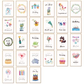 BIROYAL Children's 27 Birthday Cards Set with Envelope - Happy Birthday Card - Premium Birthday Cards as Postcard Set - Birthday Card for Children - Happy Birthday Card