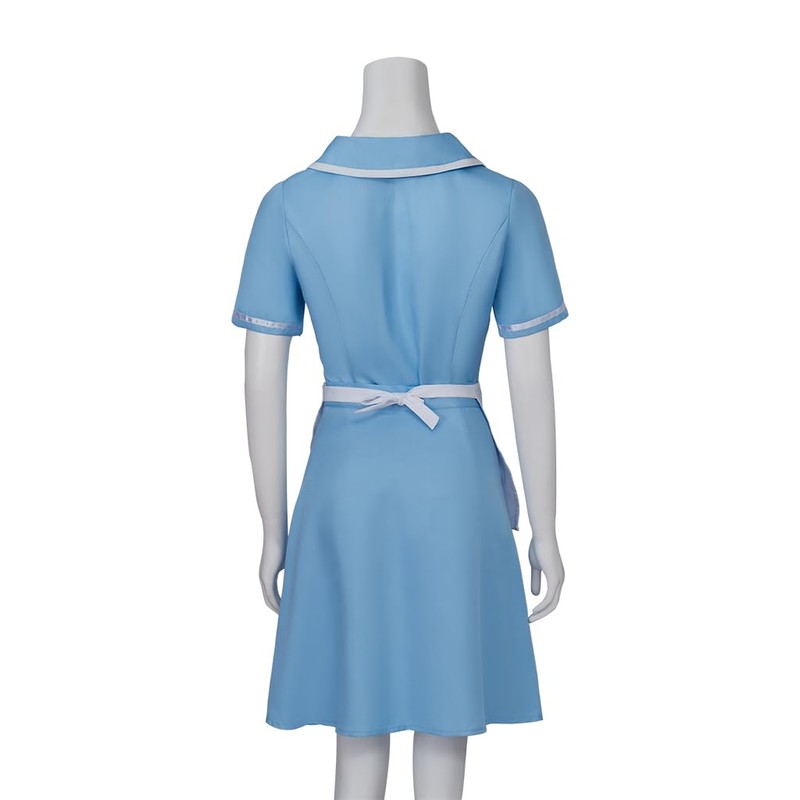 iSHOWcos Musical Waitress Cosplay Costume Women Blue Maid Dress Uniform