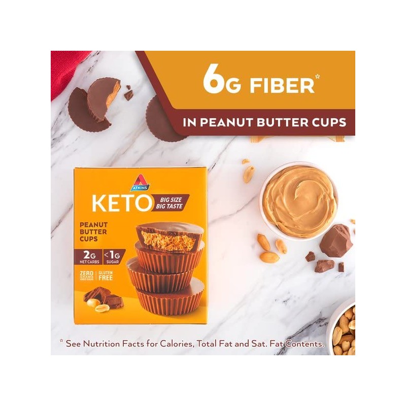 Atkins Keto Peanut Butter Cups, Naturally Flavored, Zero Grams Added