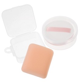 Vaguelly Makeup Powder Puff Set 2pcs Triangle Cotton Sponges for Wet Dry Use Soft Face Applicators Storage Box Suitable for Skin Types Random Colors (Red/Pink)